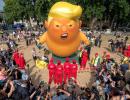 'Trump baby' blimp flies above London as hundreds protest US president