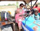 PHOTOS: Hema Malini takes a tractor tour to woo voters