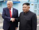 Trump meets Kim in North Korea, scripts history