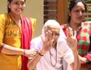 PM's mom greets supporters to chants of 'Har Har Modi'