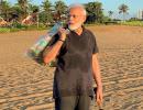 PM Modi goes 'plogging' on Mahabalipuram beach