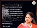 Rajasthan people are paying for Cong discord: Raje