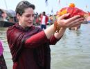 Priyanka takes holy dip in Sangam on Mauni Amavasya