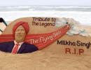 On Puri beach, a tribute to Milkha Singh