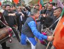 With dhol and dance, BJP celebrates big Gujarat win