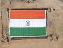 PIX: Largest Khadi flag unfurled along Indo-Pak border