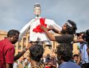 Protestors Burn Wickremesinghe Effigy