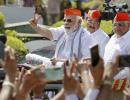 Day after results, Modi holds roadshow in Gujarat