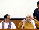 Shah, Nadda meet BJP brass, ministers over 144 seats