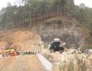 Safety cover being laid for rescue team inside tunnel