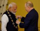 Putin confers Russia's highest civilian honour on Modi