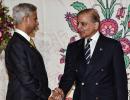 Jaishankar, Pak PM Sharif shake hands at SCO dinner