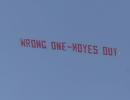 PHOTOS: Anti-Moyes banner flown over Old Trafford