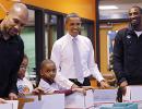 Obama takes LA Lakers to community service project