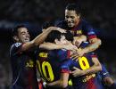 PHOTOS: Messi header rescues Barca, English clubs stutter