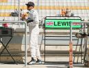 Hamilton turns up pace in Korea practice; Kimi rams into tyre wall