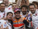 Marquez wins in Aragon as Pedrosa crashes