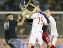 In Pix: Drone stunt causes brawl; Serbia-Albania match abandoned