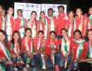 Drums and loud cheers welcome Indian women's hockey team