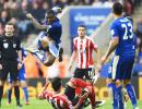 EPL PHOTOS: Morgan's header puts Leicester seven clear at the top