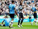 EPL PIX: Newcastle stun Spurs; Giroud hat-trick lifts Arsenal