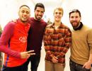 Justin Bieber trains with Neymar at FC Barcelona