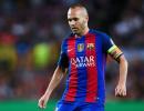 Barcelona skipper Iniesta to miss Super Cup 2nd leg