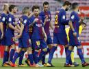 Messi strikes twice in empty Nou Camp