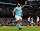 EPL Images: Aguero's milestone goal leads Man City to easy win