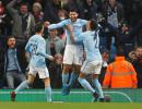 League Cup PIX: City get advantage after Aguero heads last-gasp winner