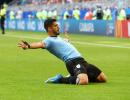 FIFA WC PIX: Uruguay thrash 10-man Russia 3-0 to lead Group A