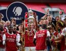 Aubameyang double guides Arsenal to FA Cup title