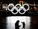 PIX: Olympic rings illuminated on return to Tokyo Bay