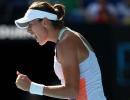 Aus Open: Muguruza beats Halep to set up Kenin final