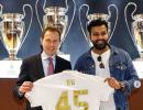 Real Madrid present Rohit with customised jersey