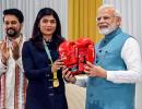 PIX: Nikhat sports PM's autograph on boxing gloves