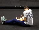 Laver Cup: Protester sets arm on fire on court