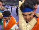 Abhishek Bachchan Hugs Neeraj Chopra