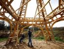 PIX: Two friends build Eiffel Tower from recycled wood