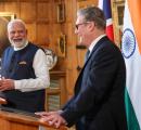 What cricket term Modi used to describe India-UK ties?