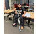 Sidelined with broken foot but Pant in high spirits!