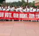 Oppn MPs protest in T-shirts featuring '124-year-old Minta Devi'