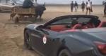 Ferrari stuck on Alibaug beach rescued by bullock cart