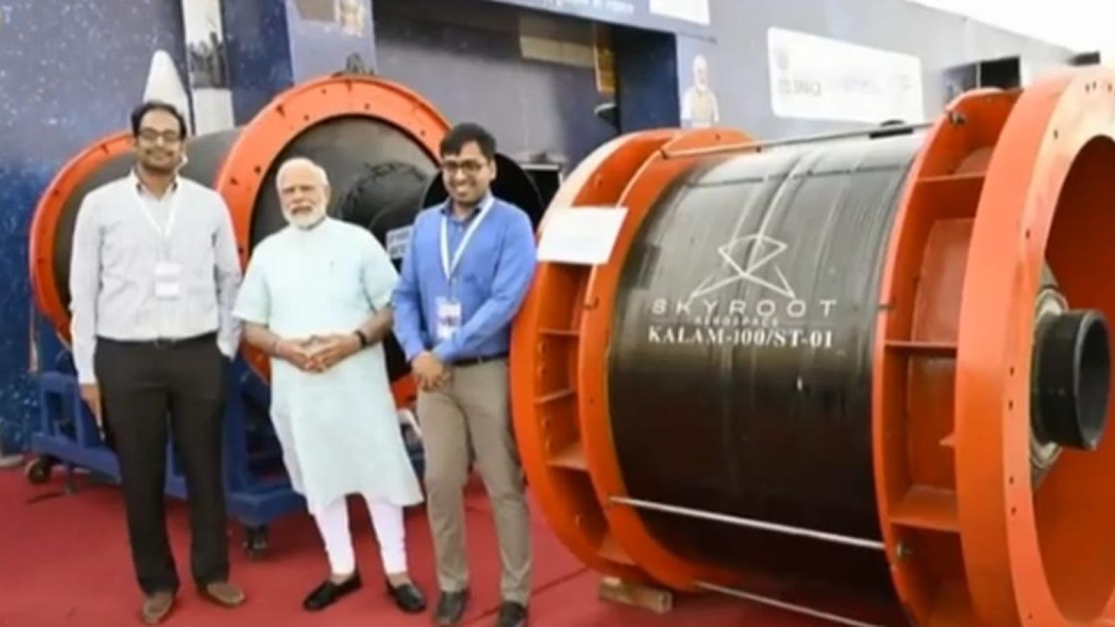 rediff.com - Saisuresh - Narendra Modi Opens Skyroot Infinity CModi inaugurates space startup, unveils orbital rocket Vikram-1ampus, Promotes Space Innovation