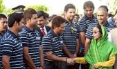 Victorious Indian team felicitated by President 