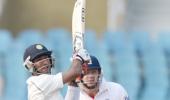 India bag three England wkts after Pujara's double ton