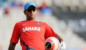 Skipper Dhoni enjoys a game of football in Dharamsala