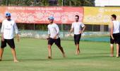 First Look: Indian cricketers play football barefoot