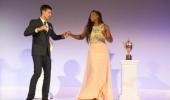 Champions Djokovic, Serena show off their footwork at Wimbledon ball