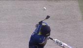 Aussie pacer's bouncer breaks Angelo Mathews' helmet